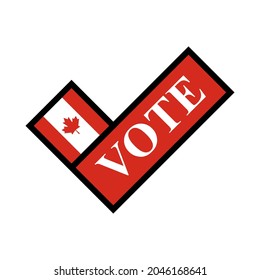 icono de marca con texto de voto. concepto de elecciones en canadá. ilustración vectorial. logotipo, pegatina, impresión, cubierta, etc.
