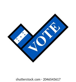 check mark icon with vote text. elections concept in honduras. vector illustration. logo, sticker, print, cover, etc
