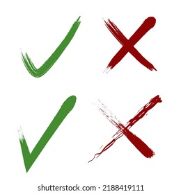 Check mark icon. X, Yes, No sign symbol on a white background. Vector illustration. EPS 10.