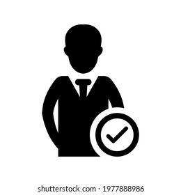 Check mark icon.man,watch (vector illustration)
