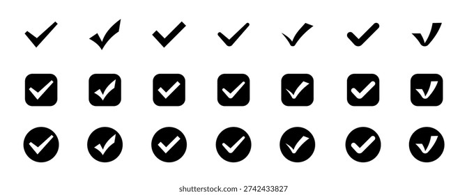 Check mark icons . Approved icon.  Check mark vector icons. Vector illustration.  