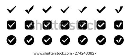 Check mark icons . Approved icon.  Check mark vector icons. Vector illustration.  