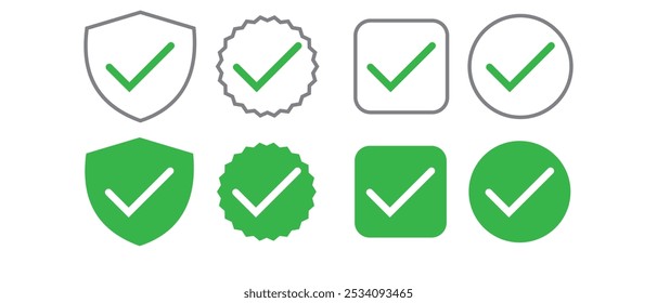 Check mark icons . Black and green check mark vector icons. Vector illustration. Approved icon. eps 10