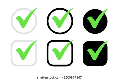 Check mark icons. Check box signs