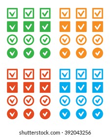 Check mark icons. Check mark button