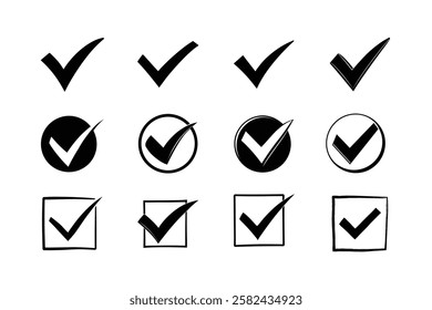 check mark icons. checkmark white, checkmark orange, checkmark transparent, checkmarks. Vector symbols set ,black checkmark isolated on white background. - Powered by Shutterstock - Get 15% off with code: PIKWIZARD15