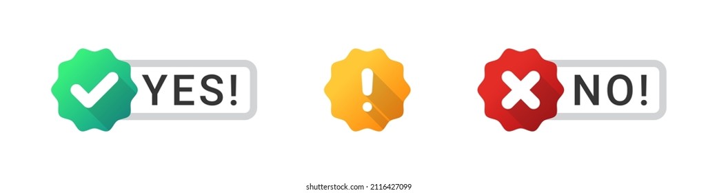 Check mark icons. The choice is yes or no. Approval or confirmation icons. Vector images