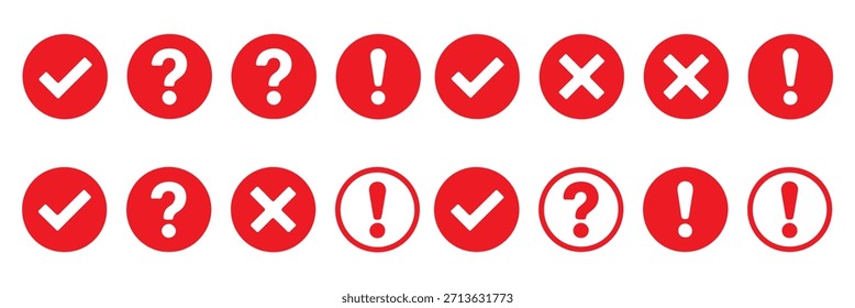 Markieren Sie Symbole im Kreis markieren - Symbolsatz für bearbeitbare Strichmarkierungen. Vektorgrafik