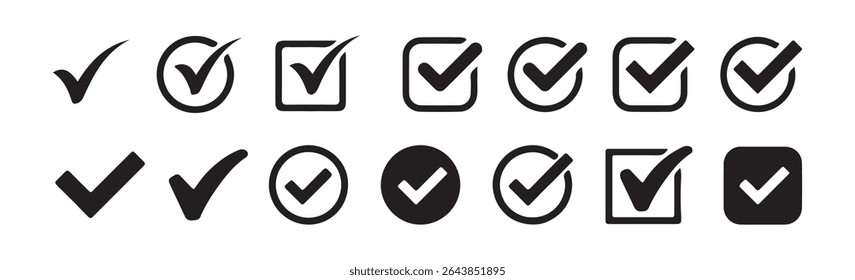 Check Mark Icons Collection – Approved, Verified, Confirmation Symbols Set. vector illustration eps 10