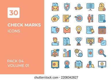 Check mark icons collection. Set vector line with elements for mobile concepts and web apps. Collection modern icons.