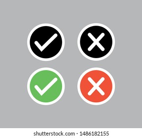 Check Mark Icons 
, check mark and cross mark isolated vector, colored red and green