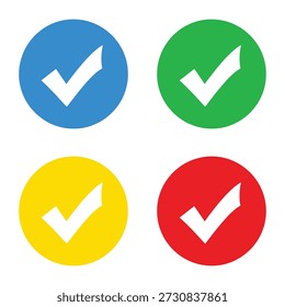 Comprobar los iconos de marcas en círculos de diferentes colores