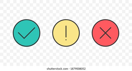 Check mark icons. Flat style icons. Yes and No symbols. Trendy style. Vector illustration