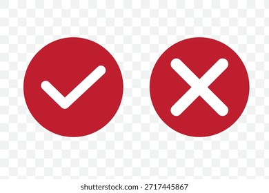Marca de verificación. marca de verificación verde y conjunto de iconos de marca de cruz roja. marca verde y x roja. Símbolos de Aprobación y Vector de íconos de Declive.