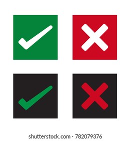 check mark icons Green and red, vector design