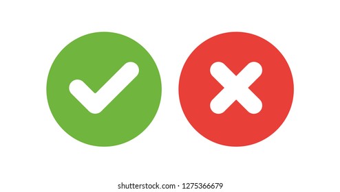 Check mark icons, green tick and red cross checkmarks
