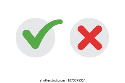 Check Mark Icons. Green Tick And Red X. Symbols Of Approval.