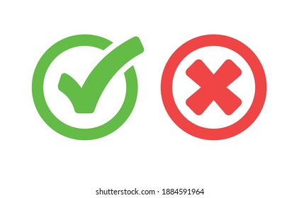 Check mark icons. Green tick and red x. Symbols of approval.