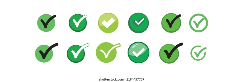 Marcar iconos. Aprobación de marca verde.