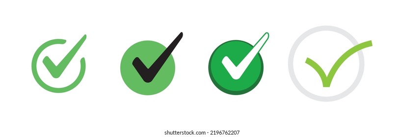 Marcar iconos. Aprobación de marca verde.