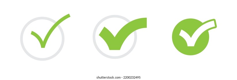 Check mark icons. Green tick approval.
