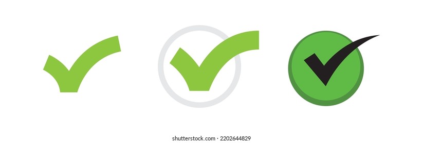 Check mark icons. Green tick approval.
