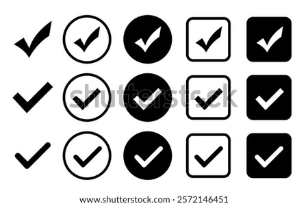 Check mark icons . Green check mark vector icons. Vector illustration.  Approved icon. 