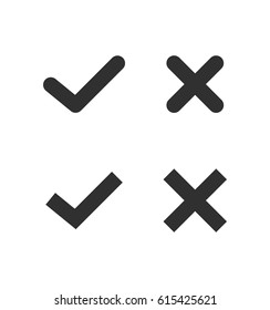 Check mark icons isolated on white background. Yes or No icons vector. Simple black icons in trendy flat style. Vector illustration, EPS10.