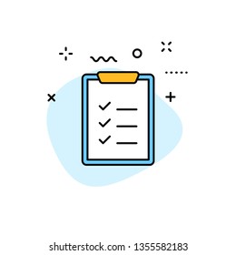 Check mark icons in line style. Stamp, check list, verified, approval, accepted Vector illustration