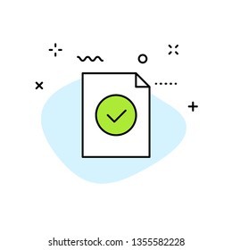Check mark icons in line style. Stamp, check list, verified, approval, accepted Vector illustration