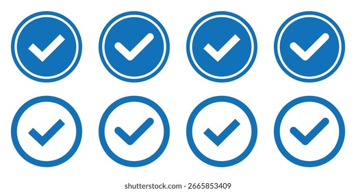 Compruebe los iconos de marca. Símbolo de marcas de verificación, logotipo.  Marque el icono de la casilla con la casilla correcta, acepte los iconos de la marca de verificación marque la casilla marcada. eps 10