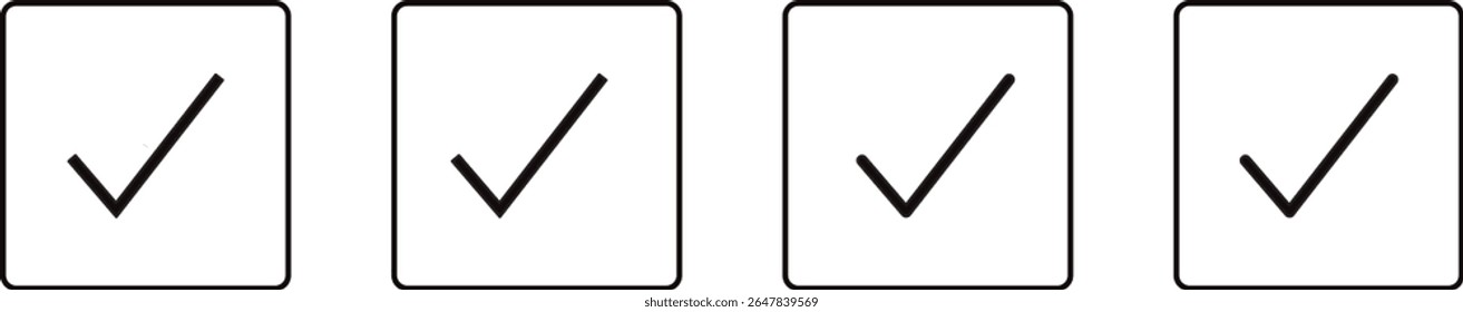  Iconos de la marca de verificación en un fondo transparente del Vector,
