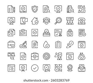 Check mark icons. Outline symbols collection. Premium vector line icons set