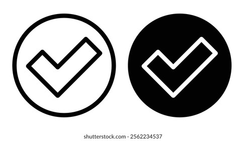 Check mark Icons pack in outlined and flat versions