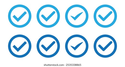 Markierungssymbole. Symbol für Profilüberprüfungs-Häkchen. Symbol genehmigt. Qualität und akzeptieren Zeichen. Vektorgrafik. EPS 10.