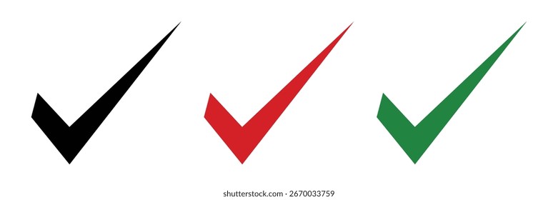 Check Mark Icons in Red Green and Black on White background