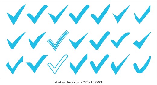 Check mark icons set, approval tick symbols vector