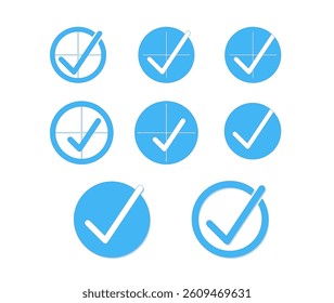 Check mark icons set for apps web forms approval badges interface