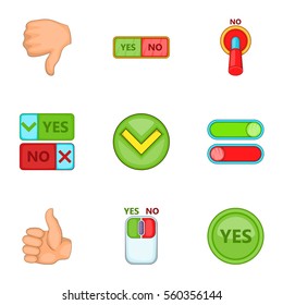 Check mark icons set. Cartoon illustration of 9 check mark vector icons for web