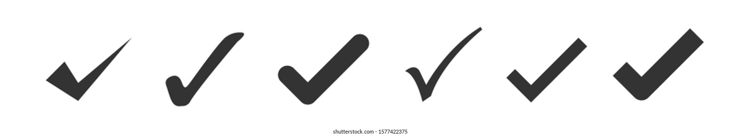 Check mark icons set isolated on white. Vector illustration