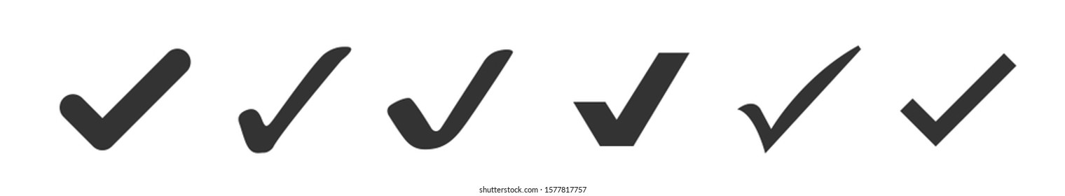 Check mark icons set isolated on white background. Vector illustration
