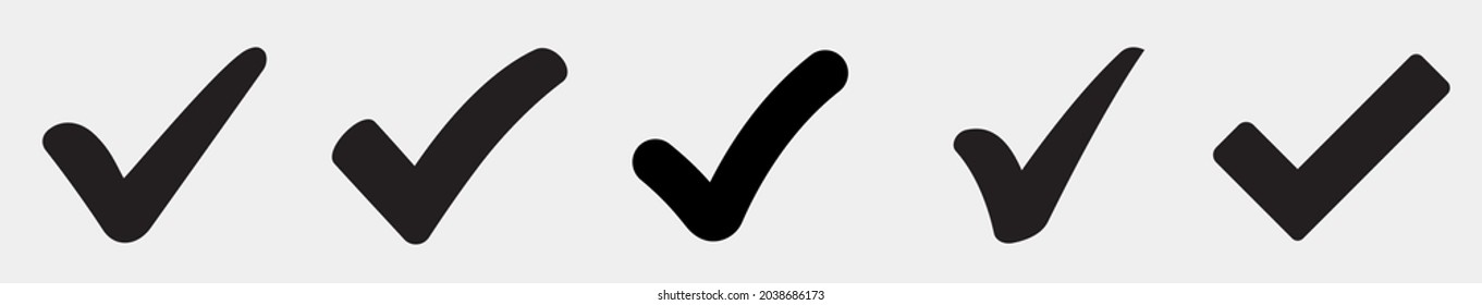 Check mark icons set. Check marks symbol collection. Simple check mark. Quality sign icon. Checklist symbols. Approval check flat style - stock vector.