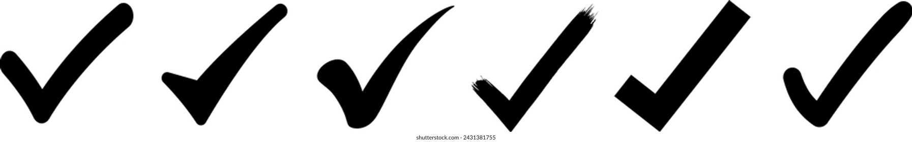 Häkchensymbole gesetzt. Sammlung von Häkchensymbolen. Vektorgrafik.	
