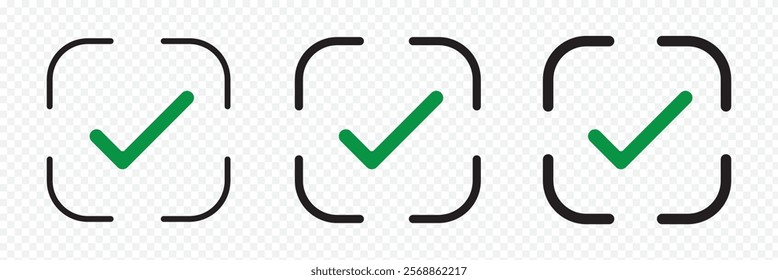 Check mark icons set. Check marks symbol collection. Check marks big collection. Tick icon. Check marks different shape, isolated