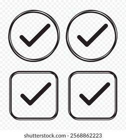 Check mark icons set. Check marks symbol collection. Check marks big collection. Tick icon. Check marks different shape, isolated