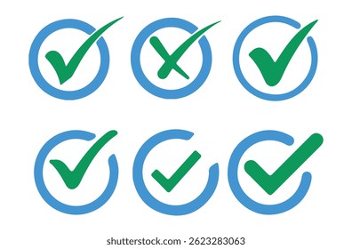 Check mark icons set. Check marks symbol collection. Simple check mark. ick mark with checkbox icon. Vector Illustration eps 10