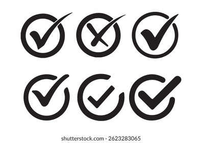 Check mark icons set. Check marks symbol collection. Simple check mark. ick mark with checkbox icon. Vector Illustration eps 10