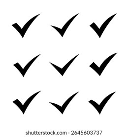 Check mark icons set. Check marks symbol collection. Check marks big collection. Tick icon. Check marks different shape, isolated