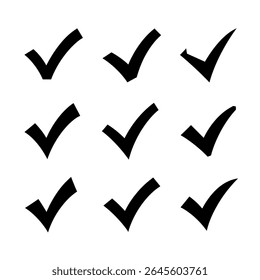 Check mark icons set. Check marks symbol collection. Check marks big collection. Tick icon. Check marks different shape, isolated