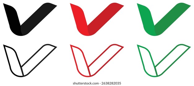 Check Mark Icons Set Modern Minimalist design.